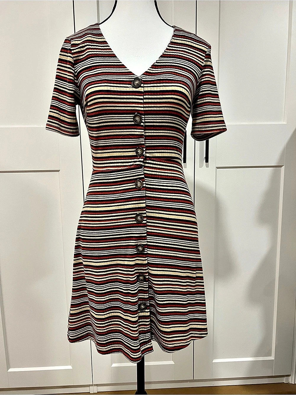 LUSH Striped Mini Dress in Black & Red Size Small Like New